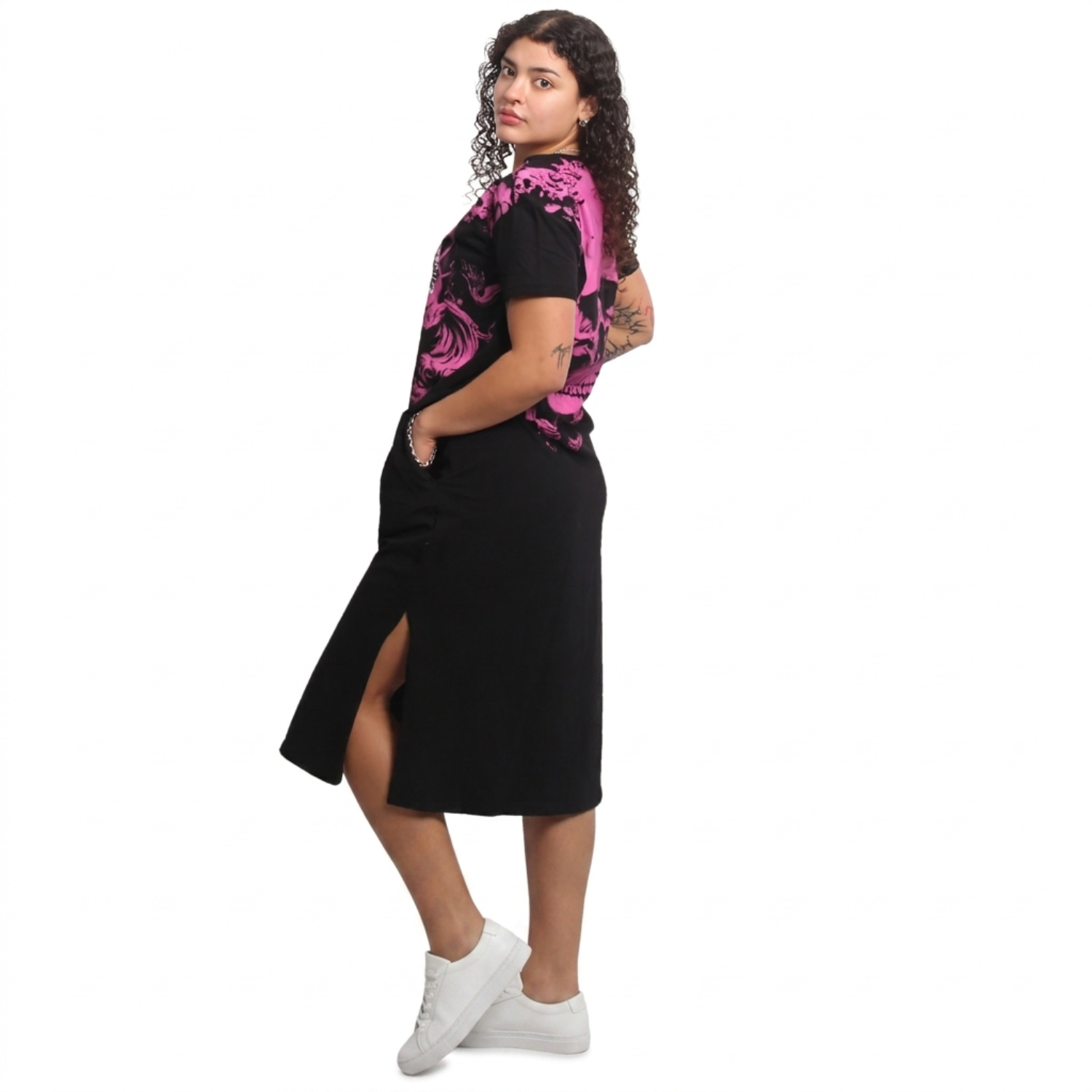 Yakuza dámské šaty Lost Skull Midi T-Shirt Dress black XS