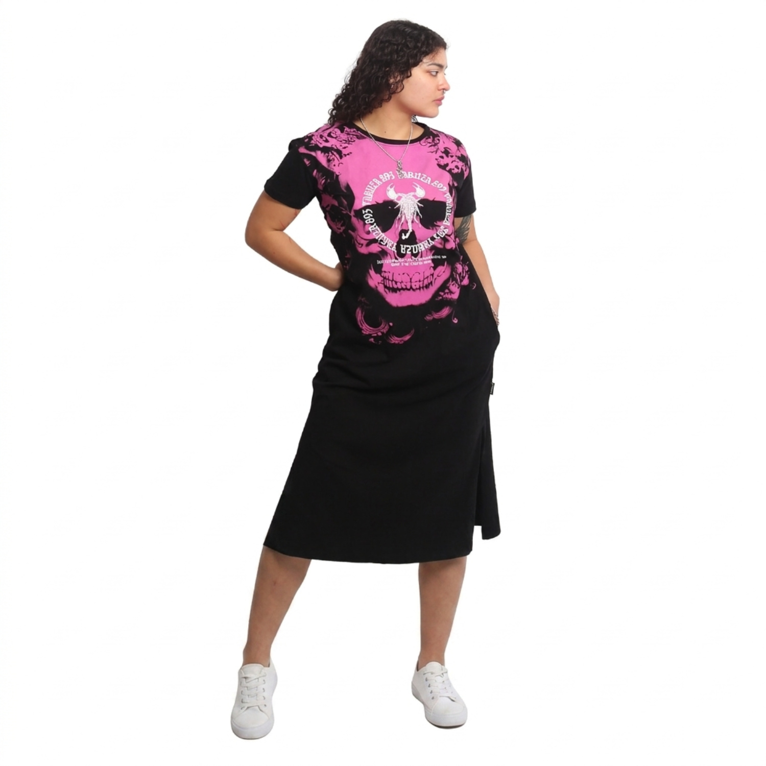 Yakuza dámské šaty Lost Skull Midi T-Shirt Dress black XS