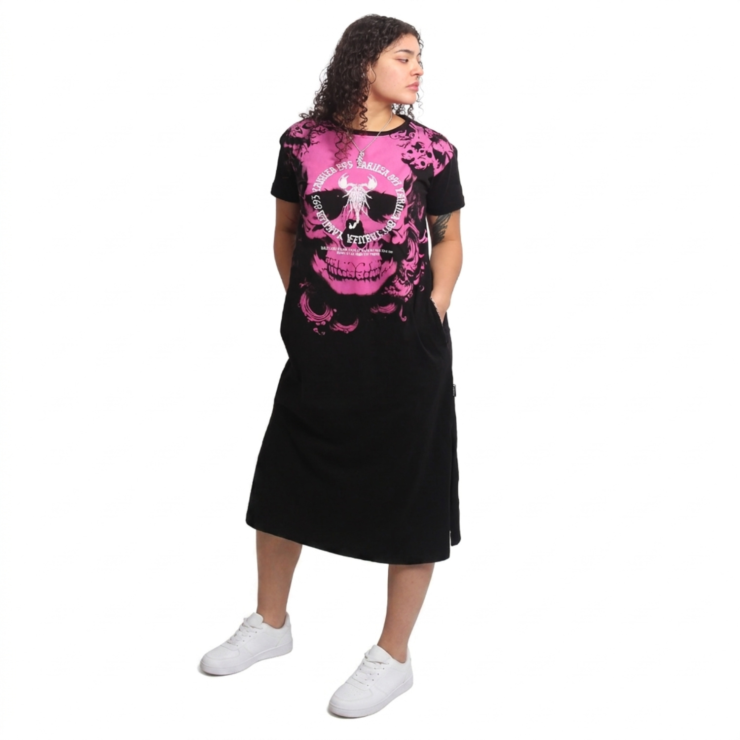 Yakuza dámské šaty Lost Skull Midi T-Shirt Dress black XS