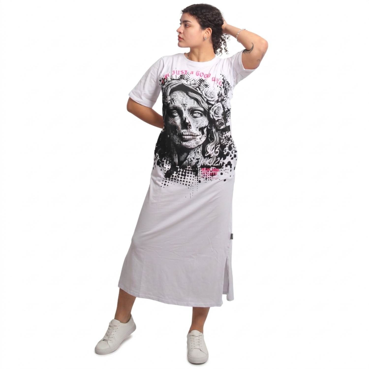 Yakuza dámské šaty Good Girls Maxi T-Shirt Dress white XS