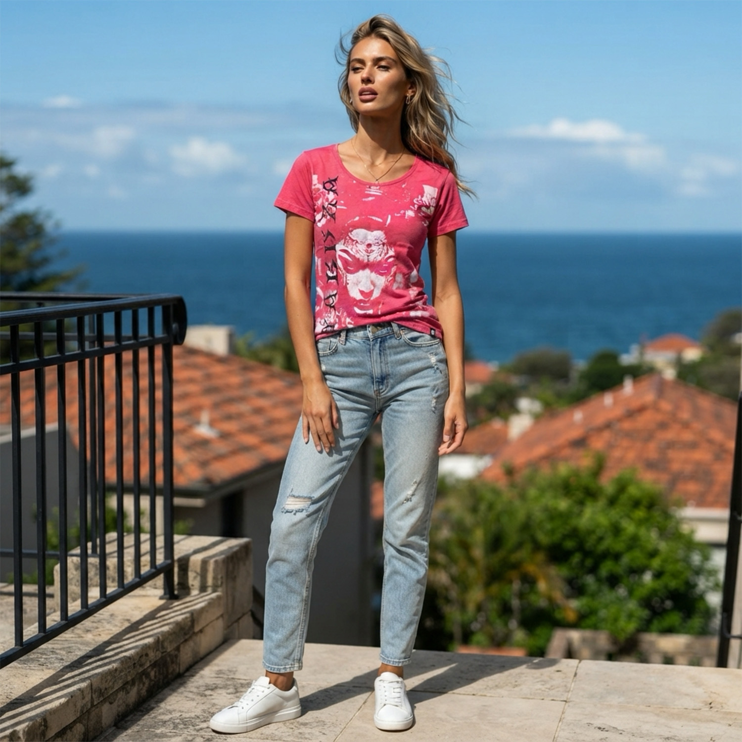 Yakuza dámské tílko Mystic Curved Crew Neck T-Shirt claret/red L