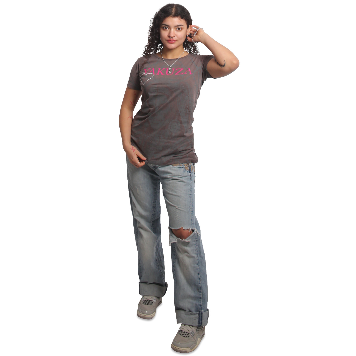 Yakuza dámské tílko Thorns Allover Long Tail T-Shirt dark/gull/gray M