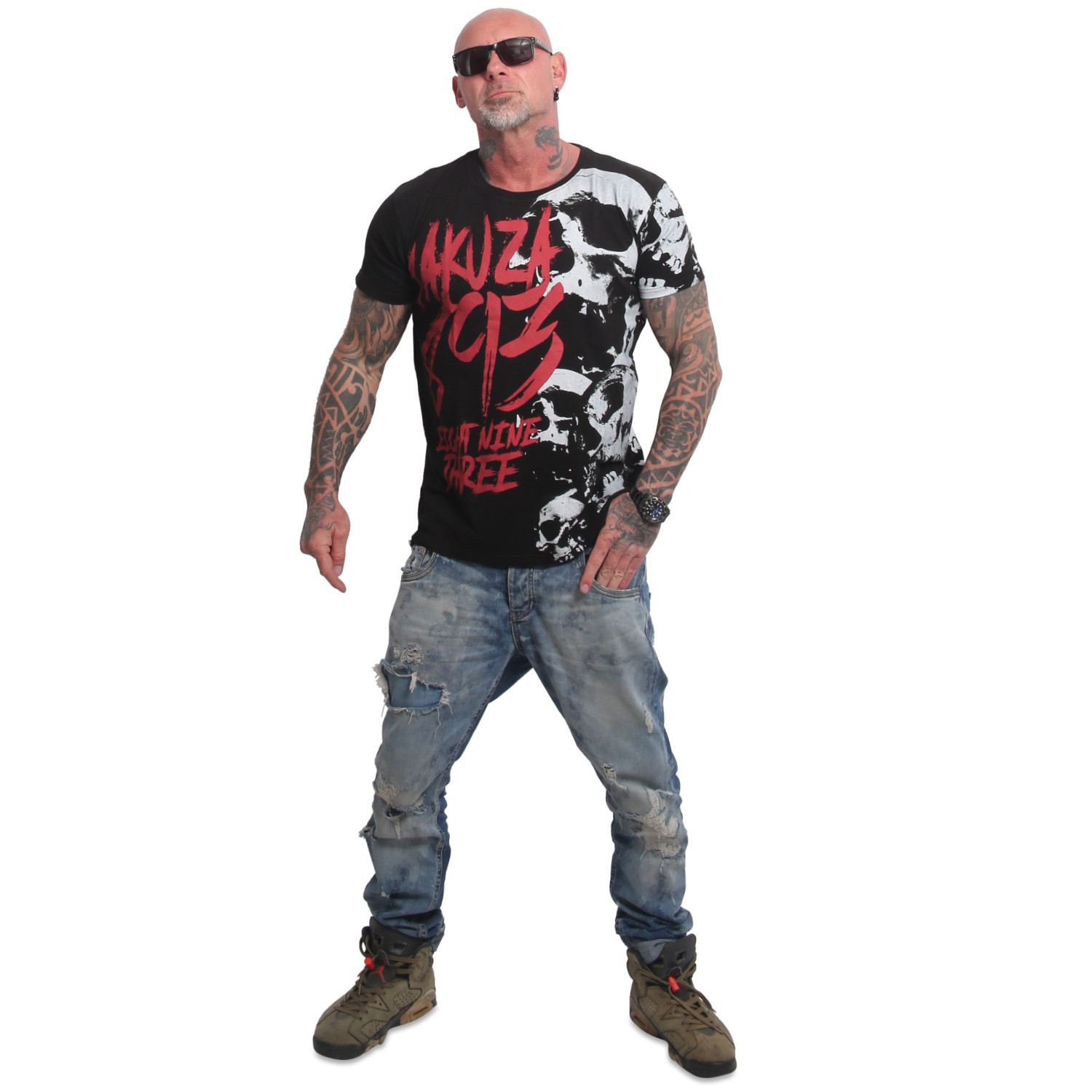 Yakuza pánské tričko Skull Theme Regular T-Shirt black 5XL