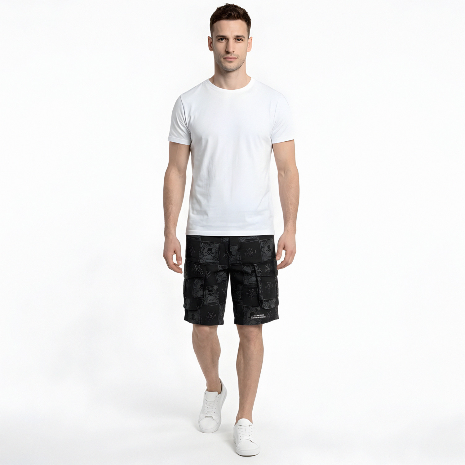 Yakuza pánské cargo šortky Checkered Allover Cargo Shorts