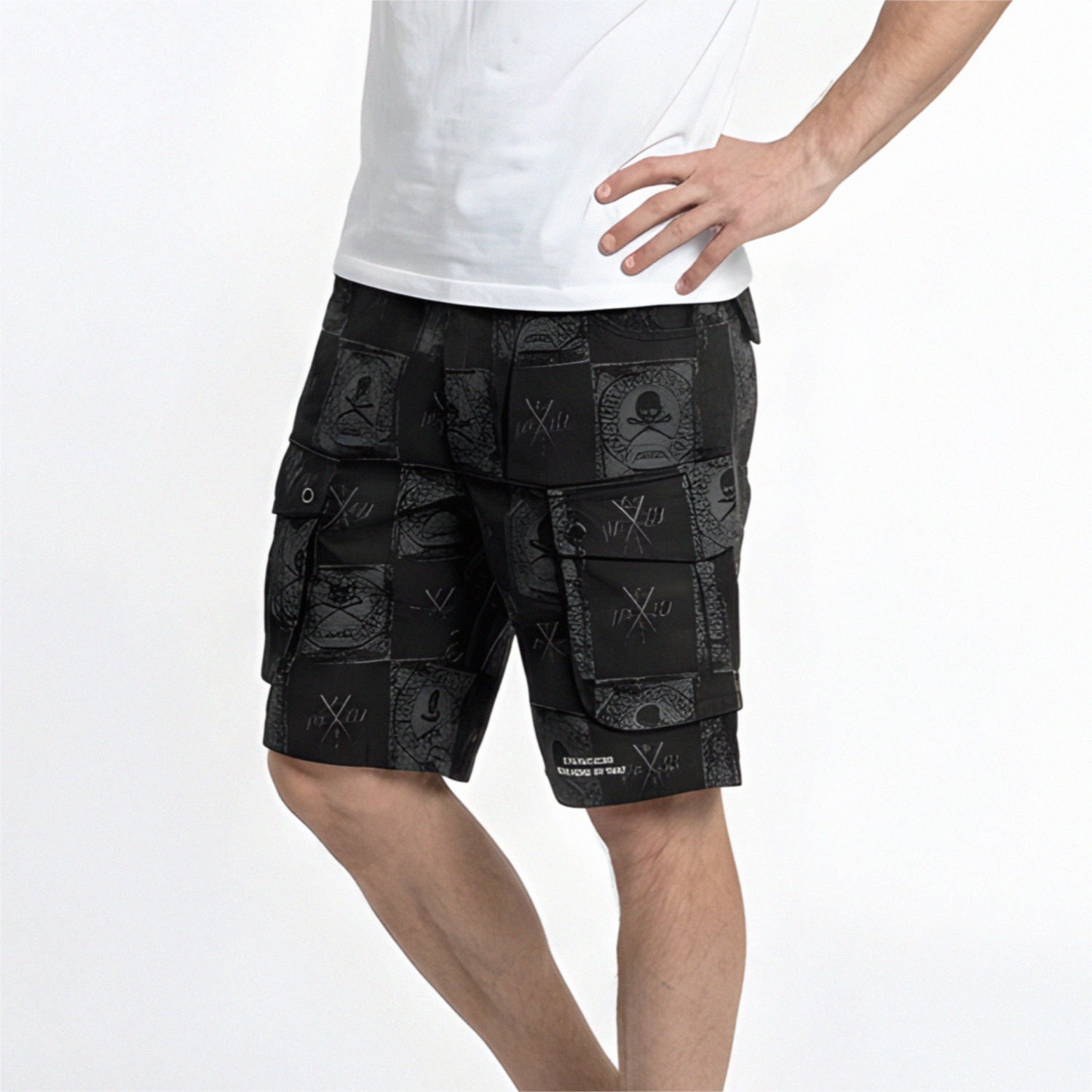 Yakuza pánské cargo šortky Checkered Allover Cargo Shorts