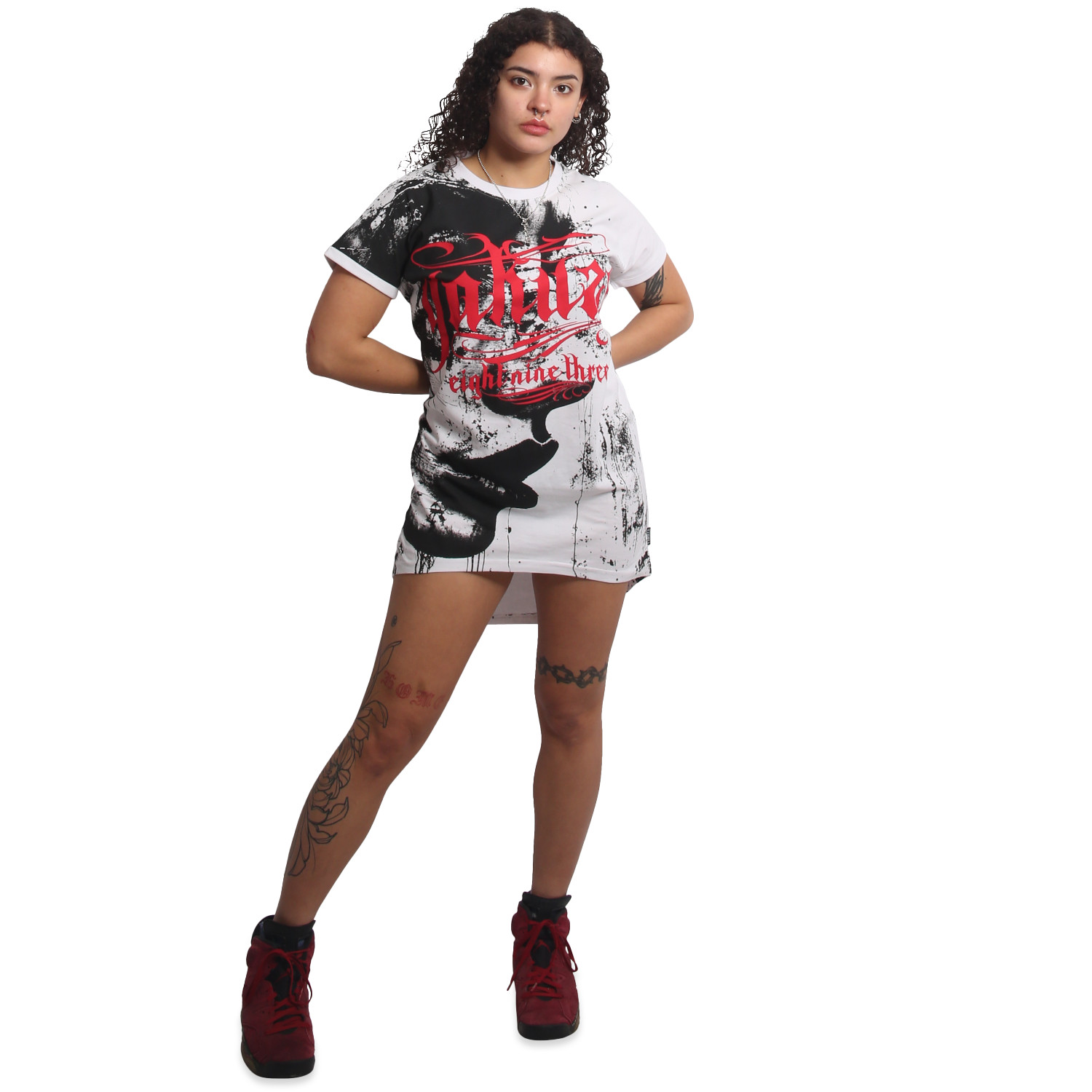 Yakuza dámské šaty Antique Urban T-Shirt Dress white L