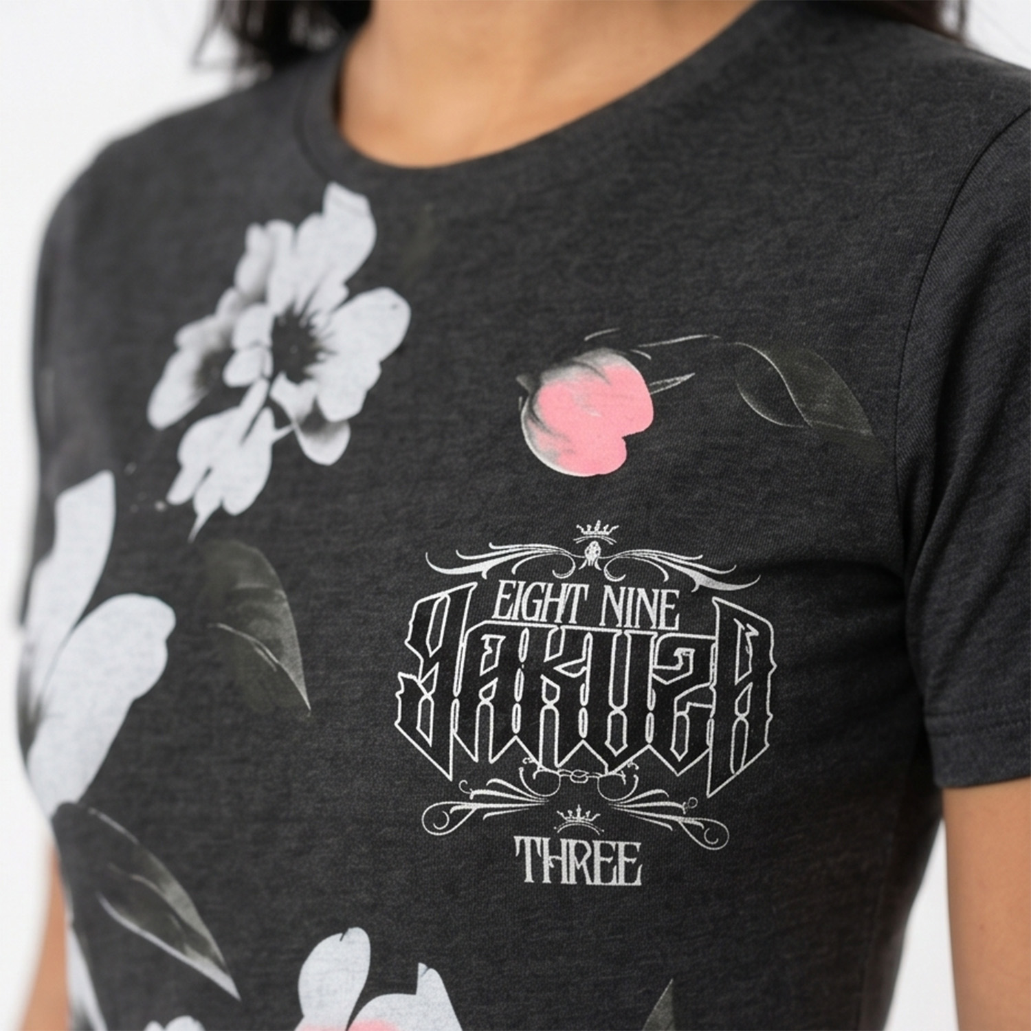 Yakuza dámské šaty Flowers Casual T-Shirt Dress mottled/black 2XL