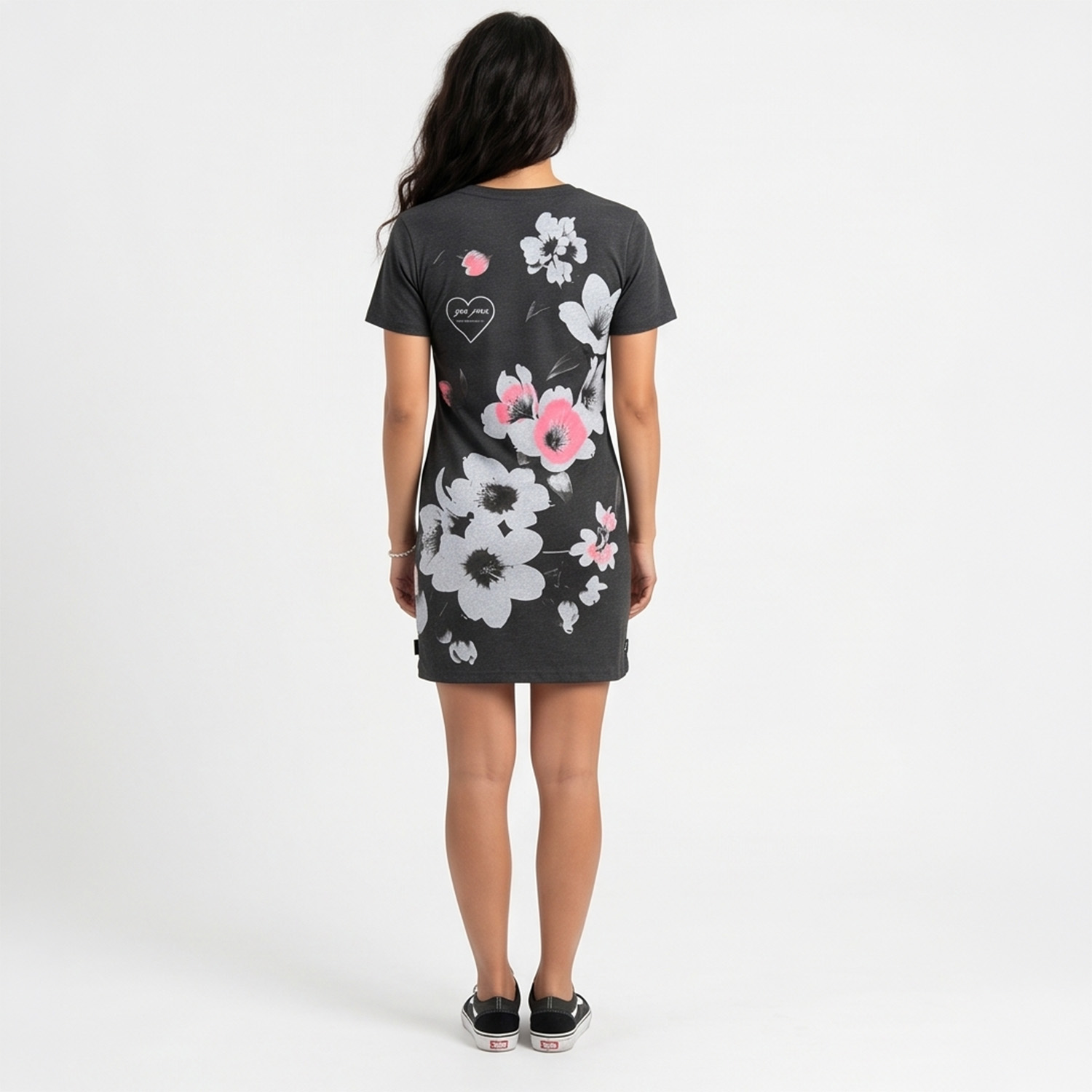 Yakuza dámské šaty Flowers Casual T-Shirt Dress mottled/black 2XL