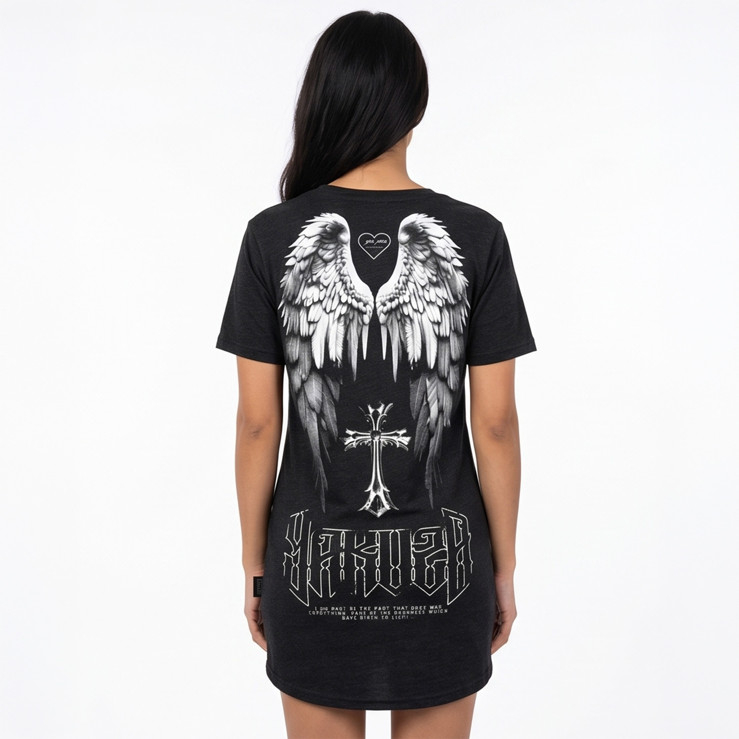 Yakuza dámské šaty Winged Casual T-Shirt Dress mottled/black 2XL