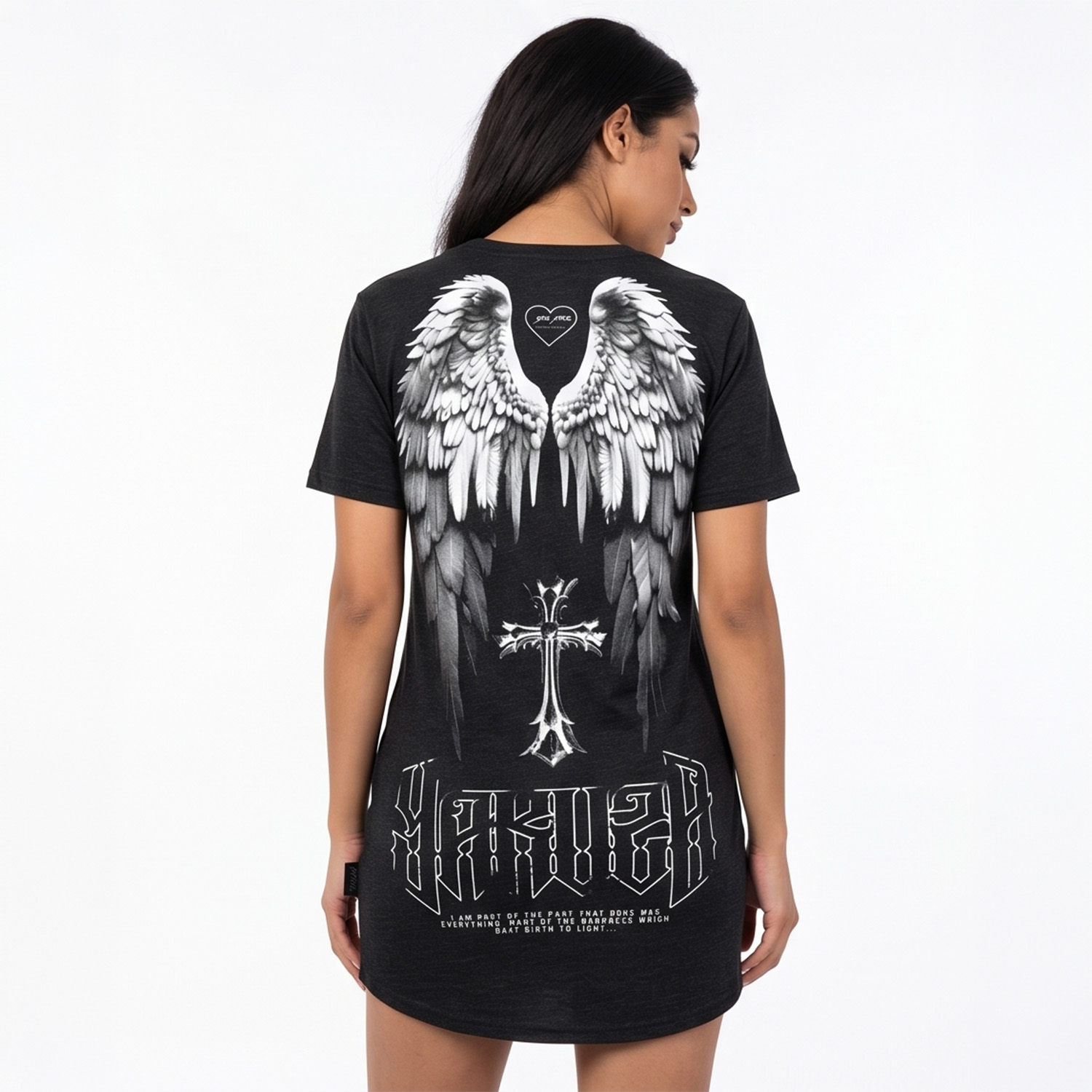 Yakuza dámské šaty Winged Casual T-Shirt Dress mottled/black 2XL