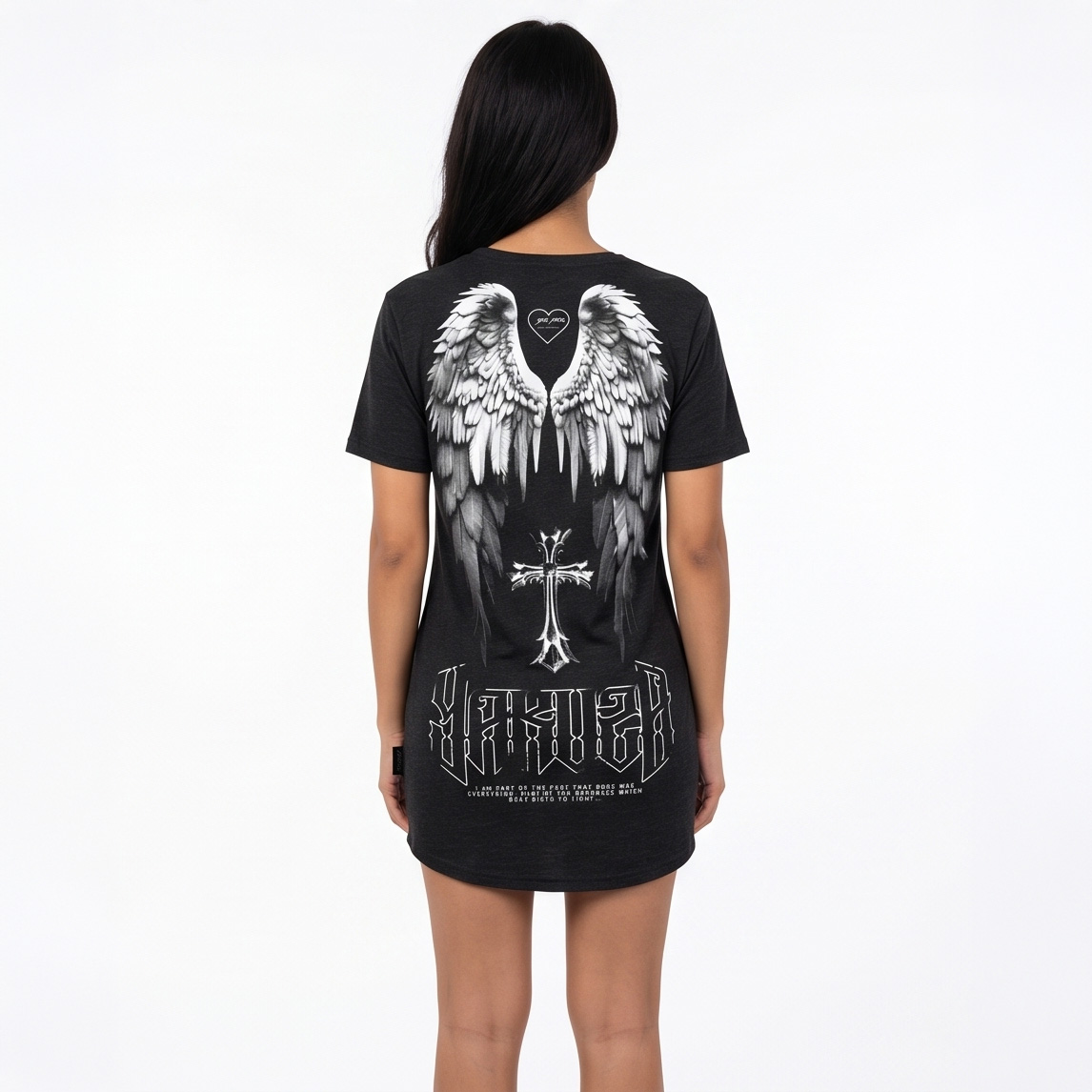 Yakuza dámské šaty Winged Casual T-Shirt Dress mottled/black 2XL