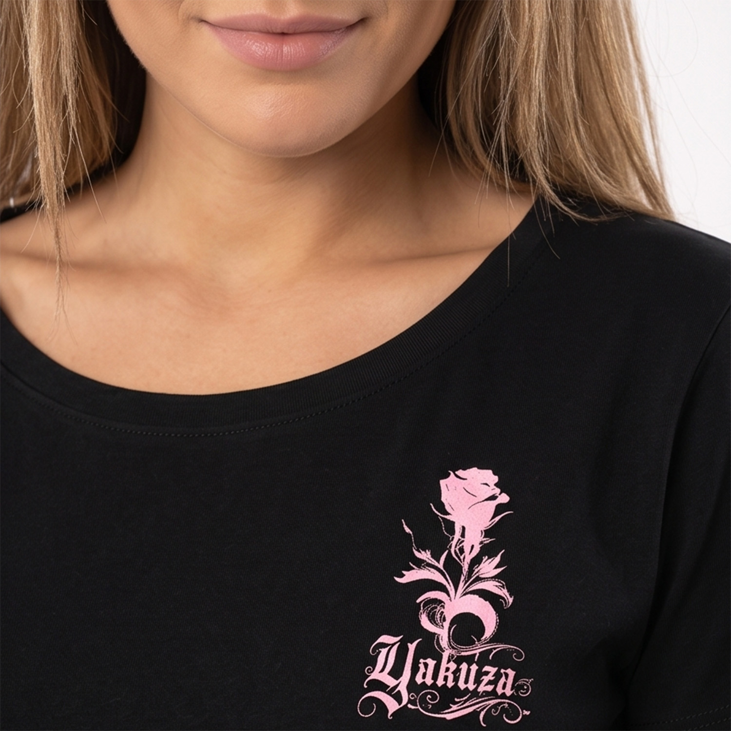 Yakuza dámské tílko Rose Curved Crew Neck Basic T-Shirt black M