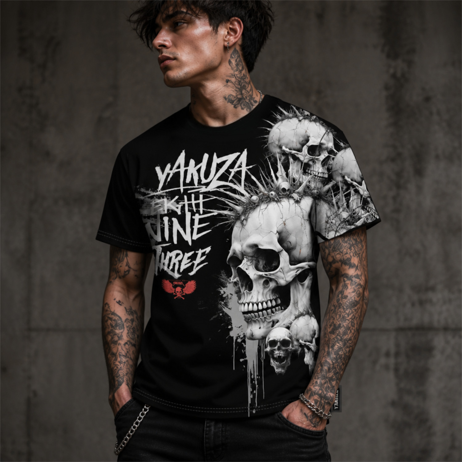 Yakuza pánské tričko Skull Stack Regular T-Shirt black 2XL