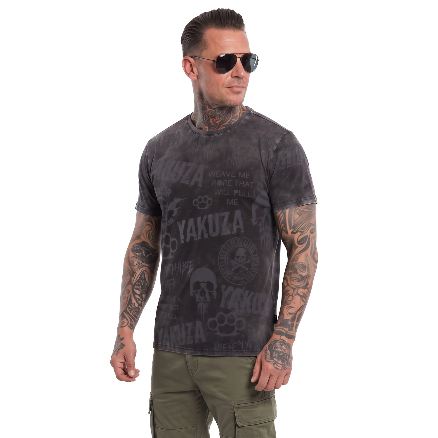 Yakuza pánské tričko Branded Allover Regular T-Shirt black S