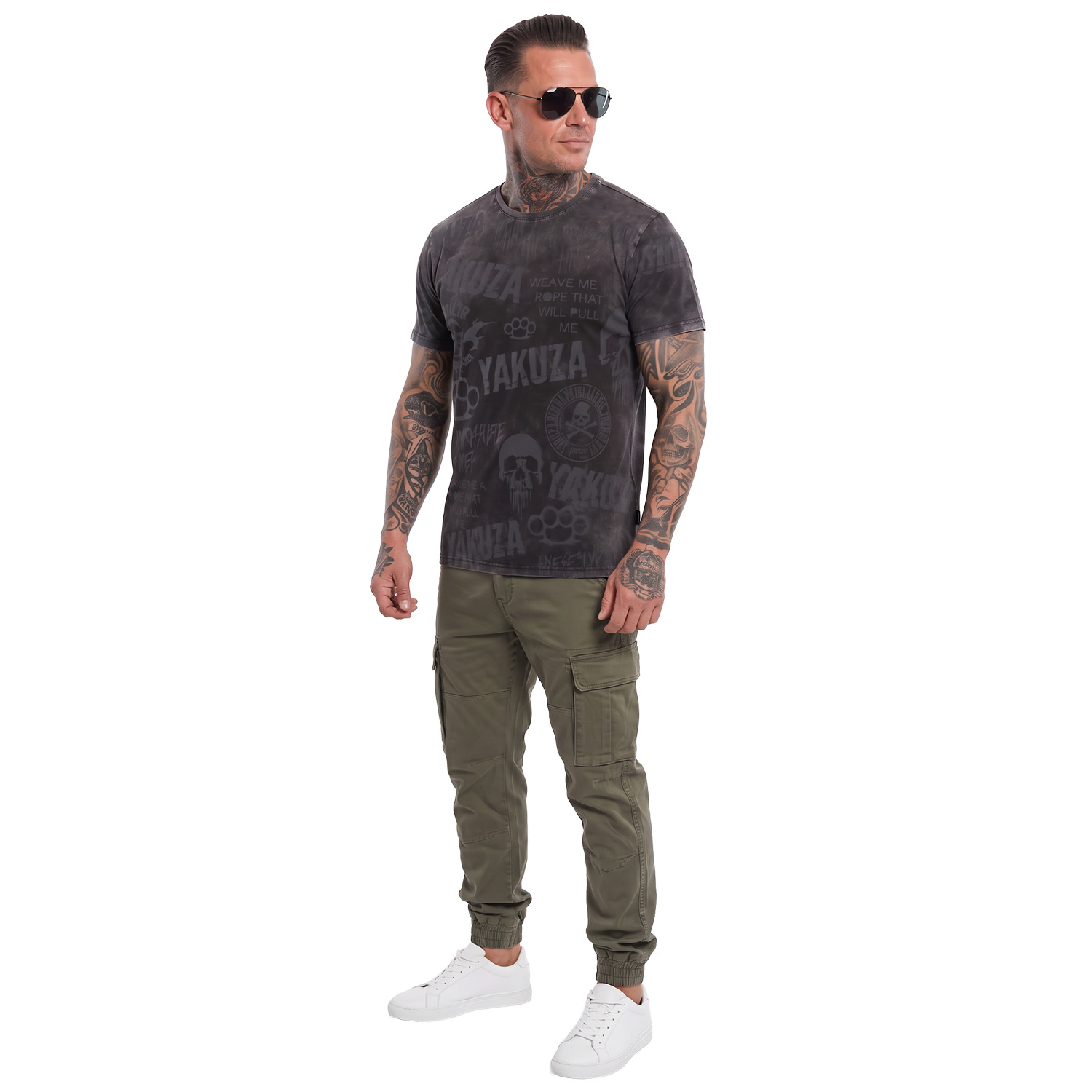 Yakuza pánské tričko Branded Allover Regular T-Shirt black S