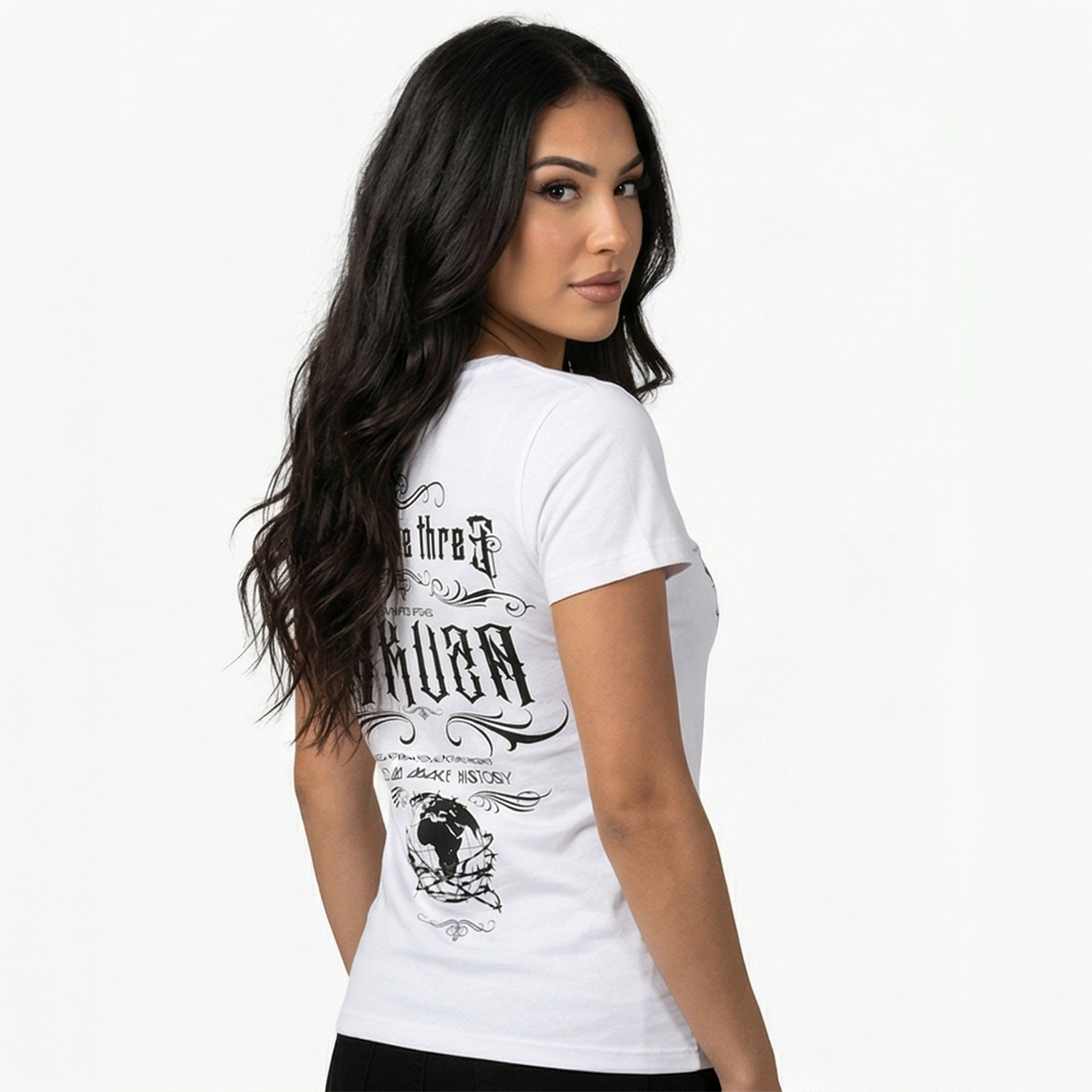 Yakuza dámské tílko Flower Style Curved V Neck T-Shirt white 3XL