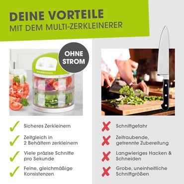 GOURMETmaxx Multi Zerkleinerer Zwiebel Schneider 2-fach Gemüse Häcksler Hacker