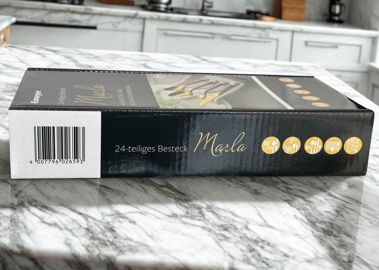 Esmeyer Marla 24-teiliges Besteck-Set, 18/10 Edelstahl, Gold-Schwarz